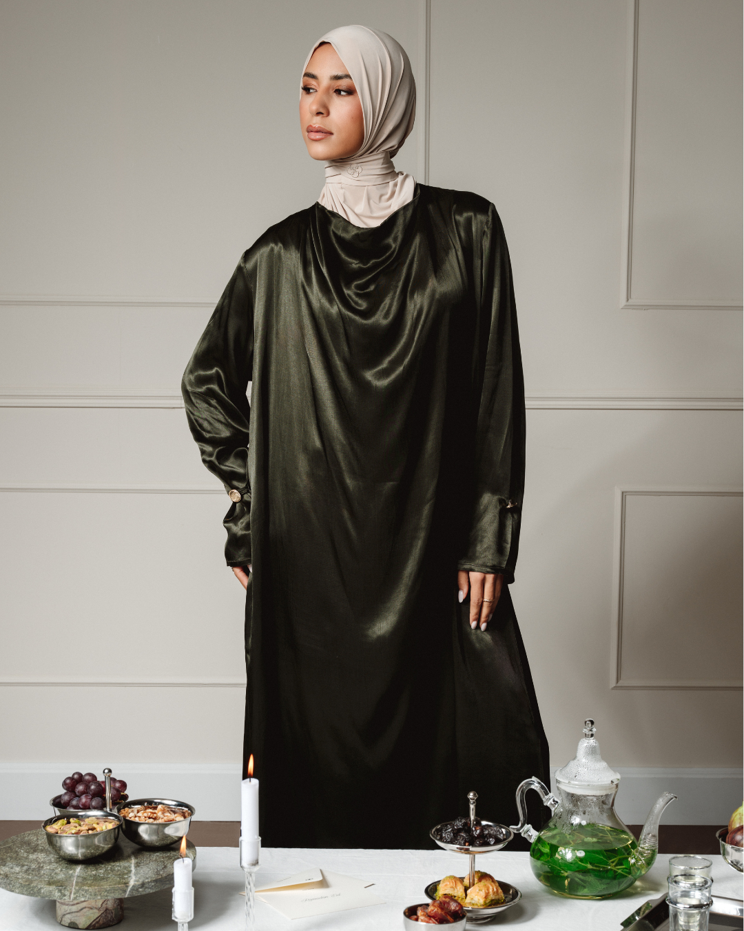 Signature Satin Dress - Emerald Green