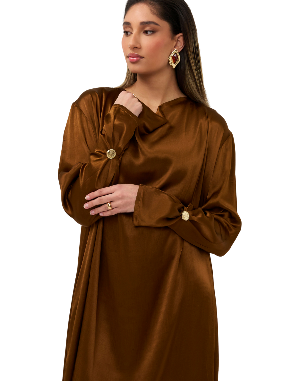 Signature Satin Dress - Golden Amber