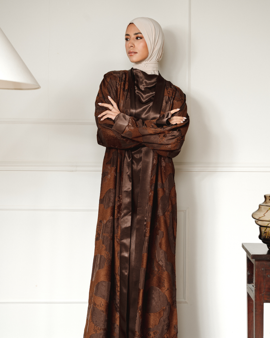Signature Jaquard Kimono - Chocolate Brown