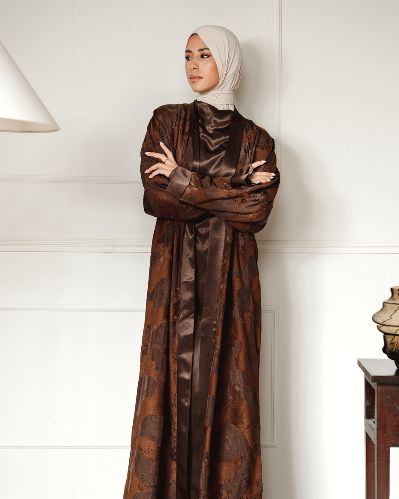 Signature Jaquard Kimono - Chocolate Brown