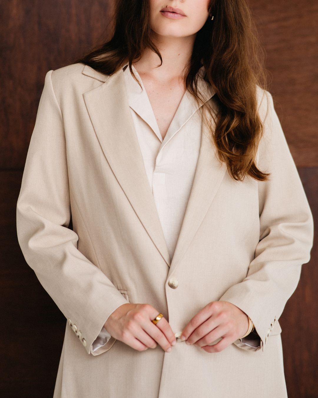 Longline Tailored Blazer - Sand