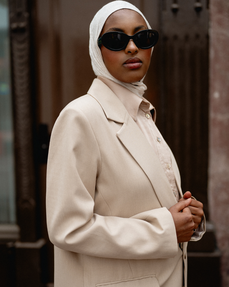 Lange Getailleerde Blazer - Zand