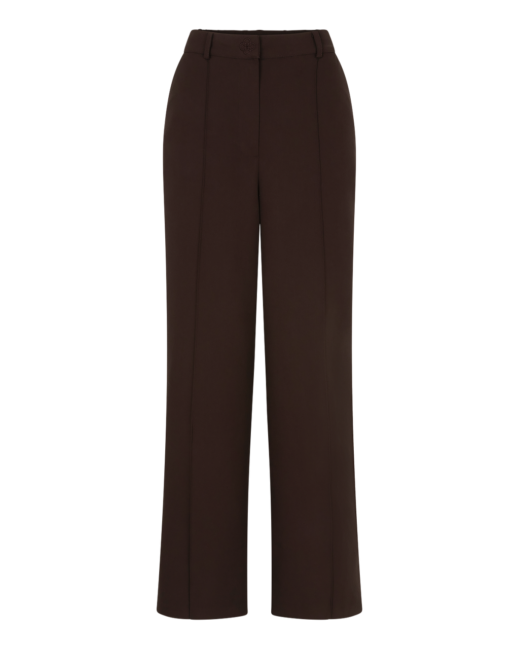 Tailored Straight-Leg Trousers in Chocolate Brown — front