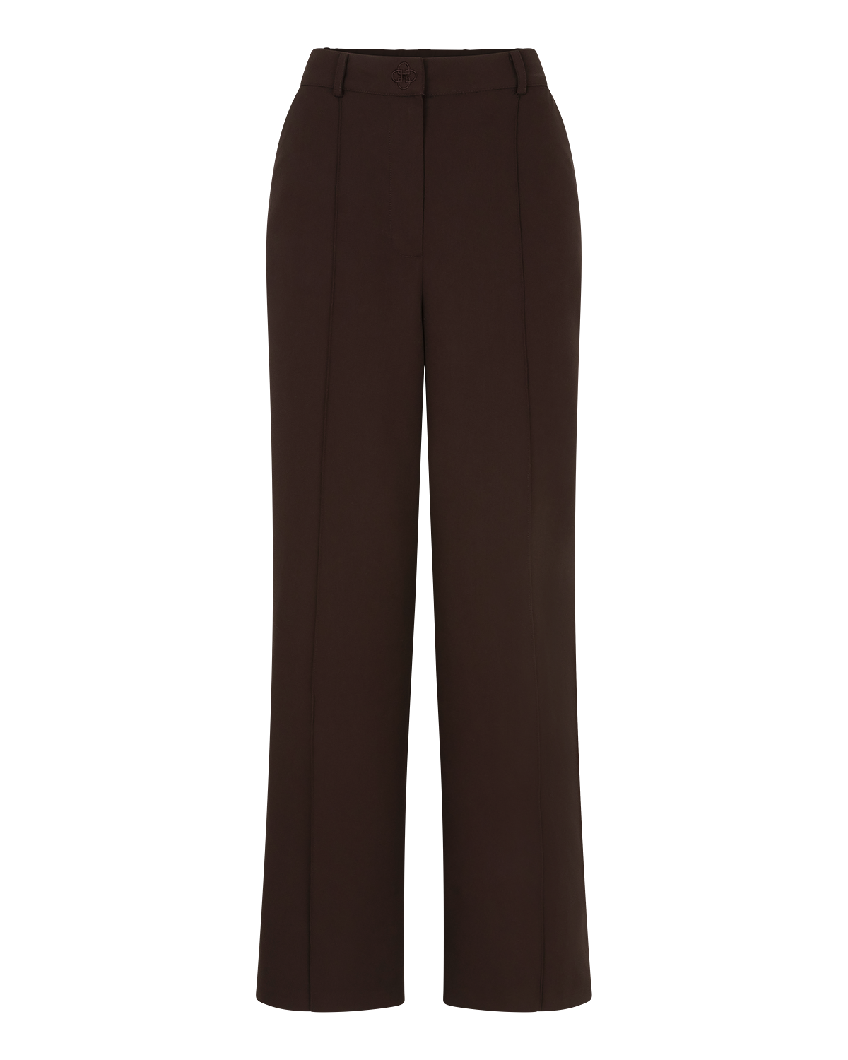 Tailored Straight-Leg Trousers in Chocolate Brown — front