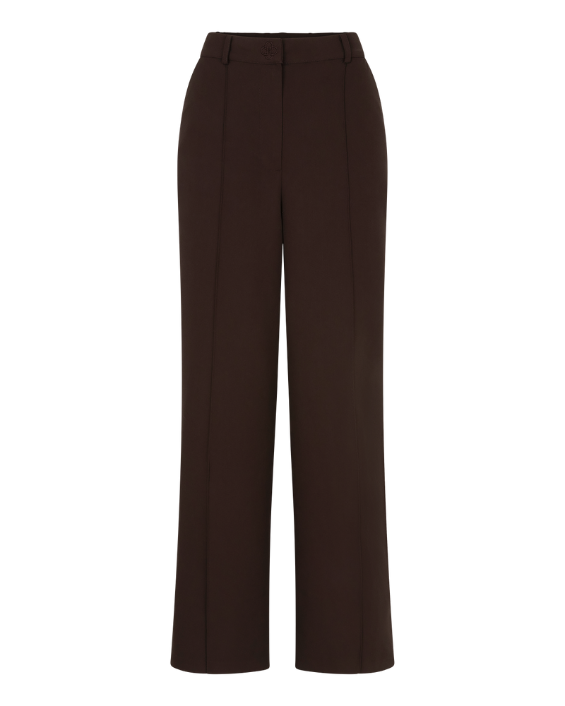 Tailored Straight-Leg Trousers - Chocolate Brown