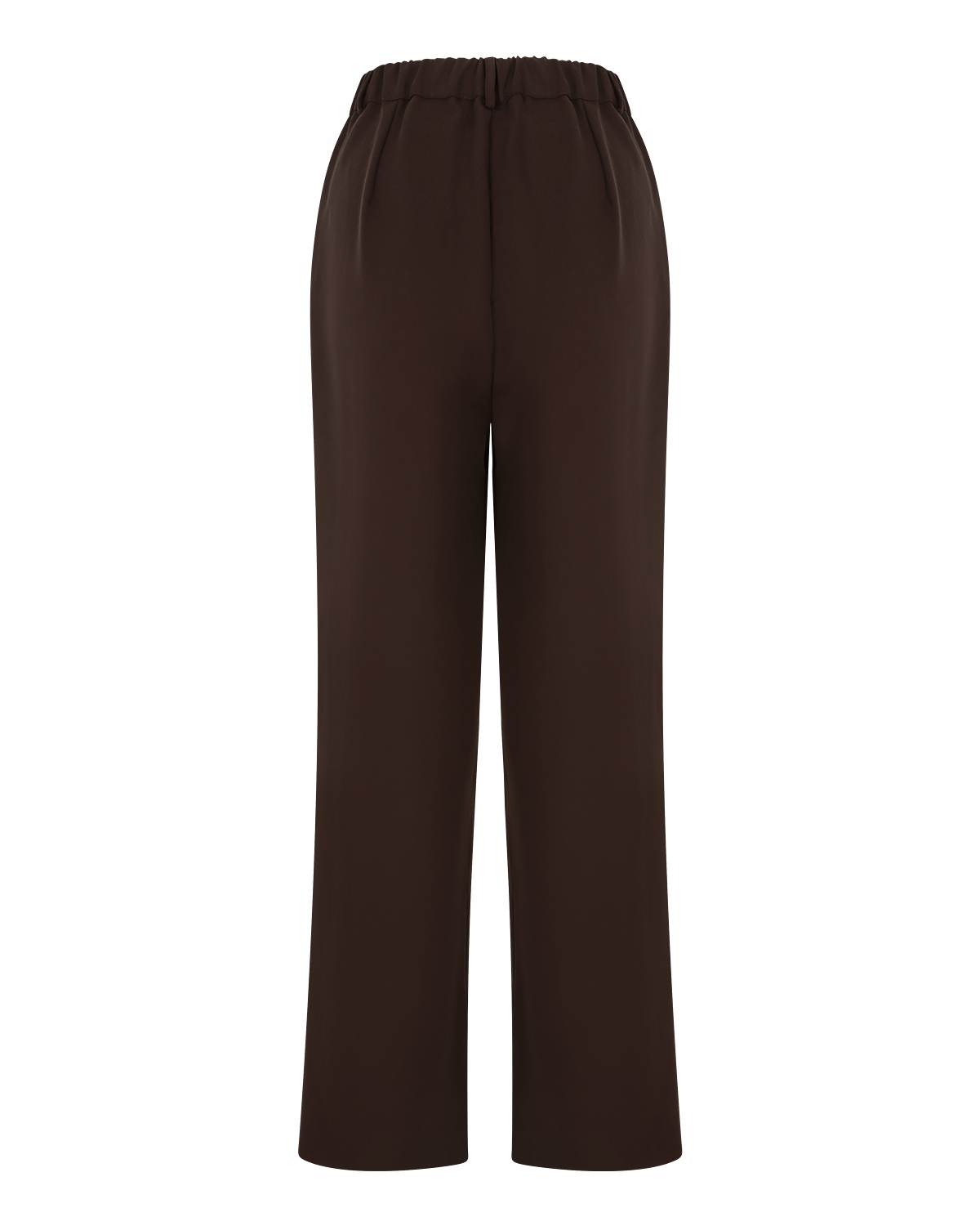Tailored Straight-Leg Trousers in Chocolate Brown — back