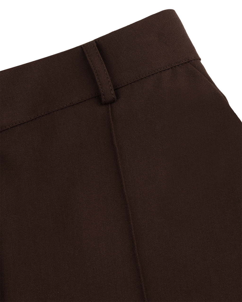 Tailored Straight-Leg Trousers in Chocolate Brown — detail