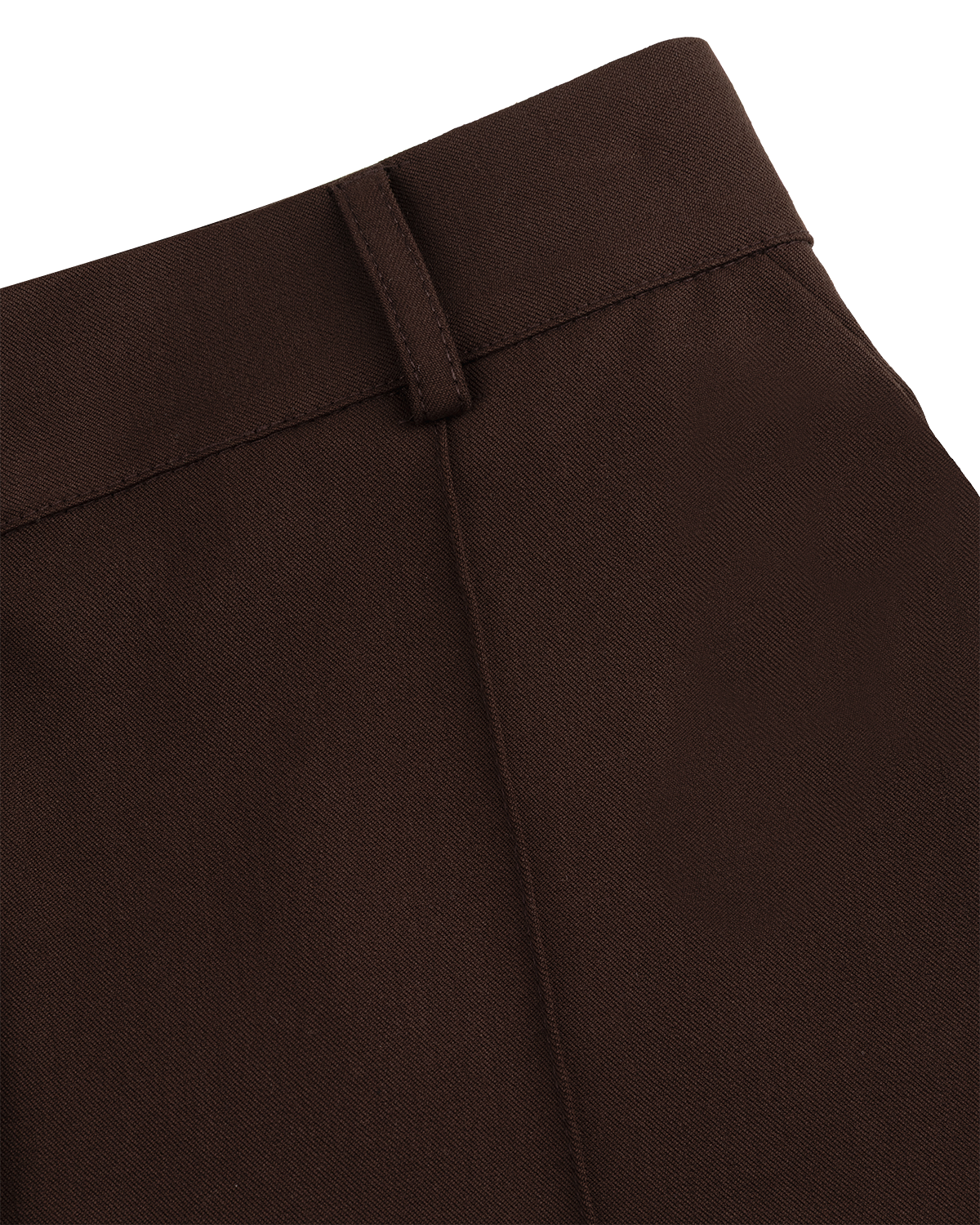 Tailored Straight-Leg Trousers in Chocolate Brown — detail