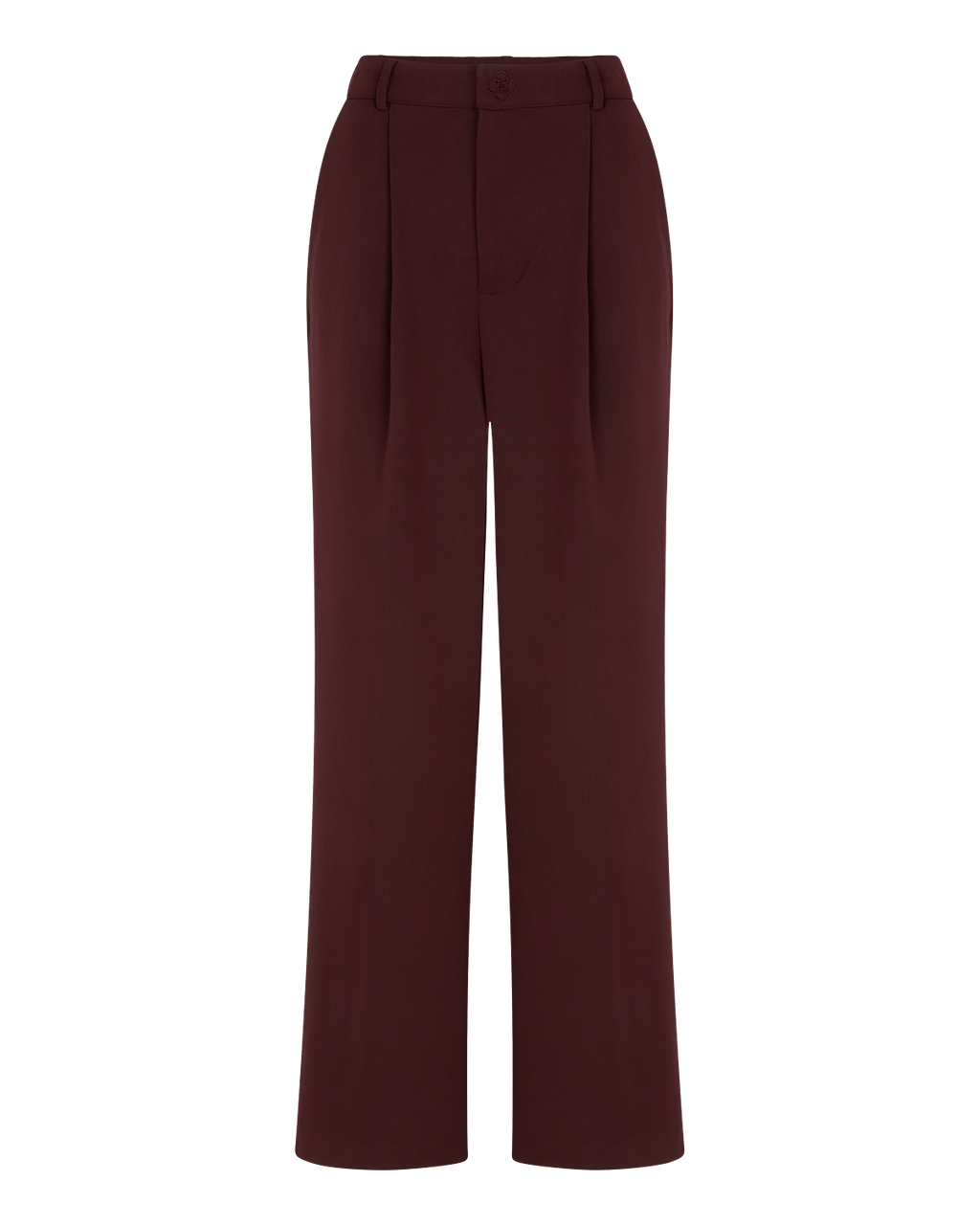 Tailored Straight-Leg Trousers in Burgundy — front