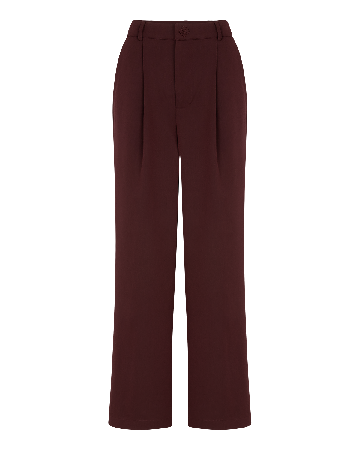 Tailored Straight-Leg Trousers in Burgundy — front