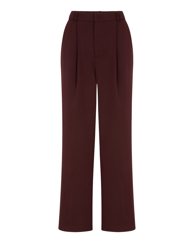Tailored Straight-Leg Trousers - Burgundy