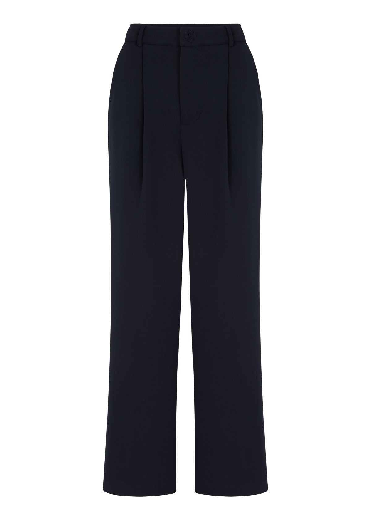 Tailored Straight-Leg Trousers - Navy Blue