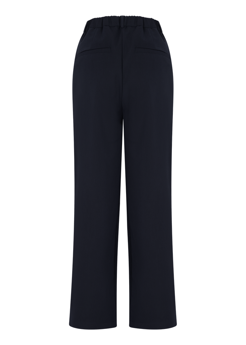Tailored Straight-Leg Trousers - Navy Blue