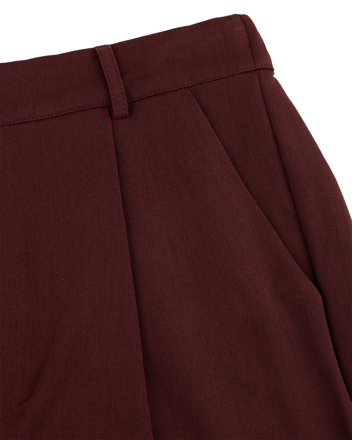 Tailored Straight-Leg Trousers in Burgundy — detail