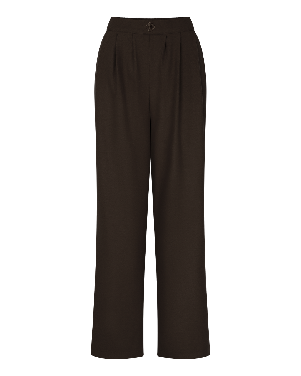 Pleated Wide-Leg Trousers in Chocolate Brown — front