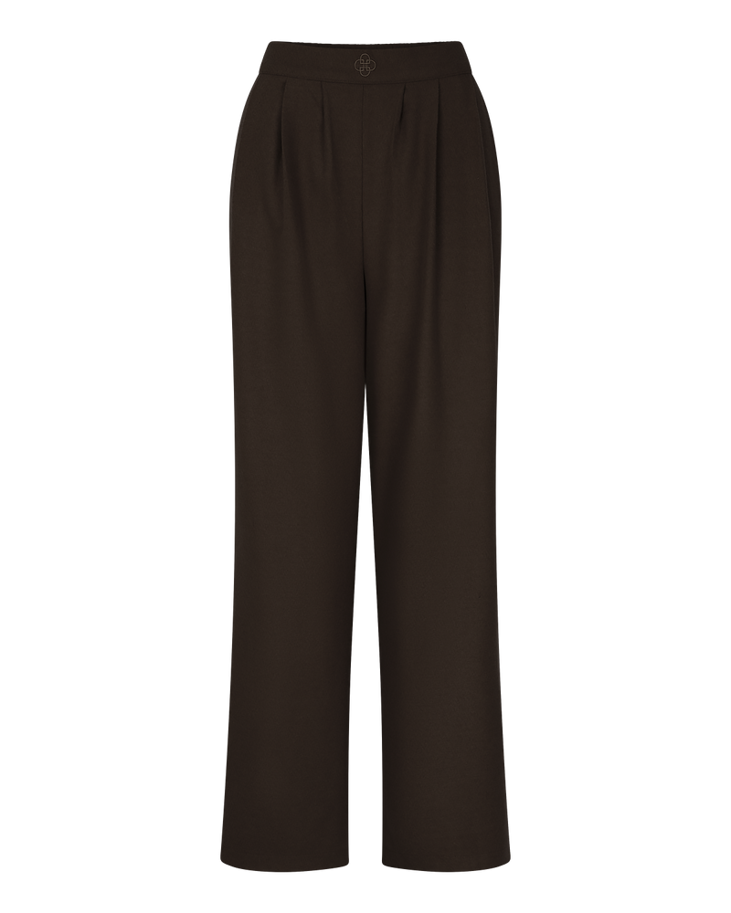 Pleated Wide-Leg Trousers - Chocolate Brown