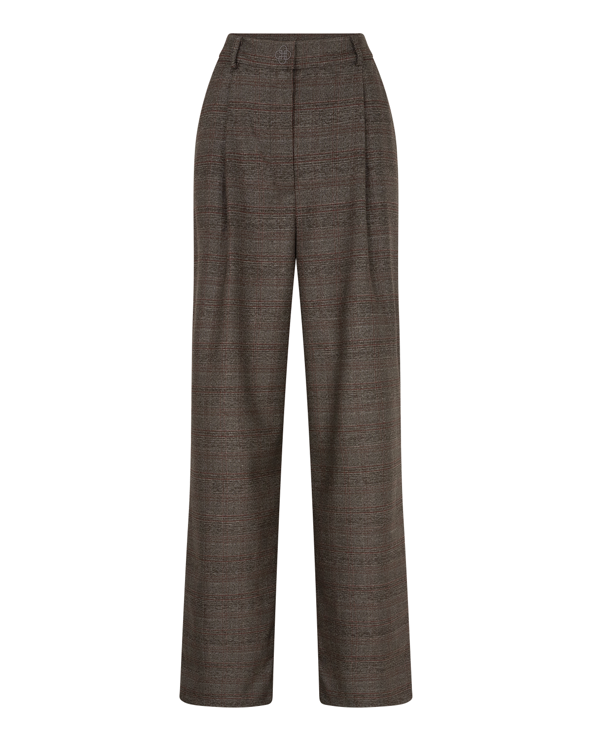 Checked Tailored Trousers in Grey — front