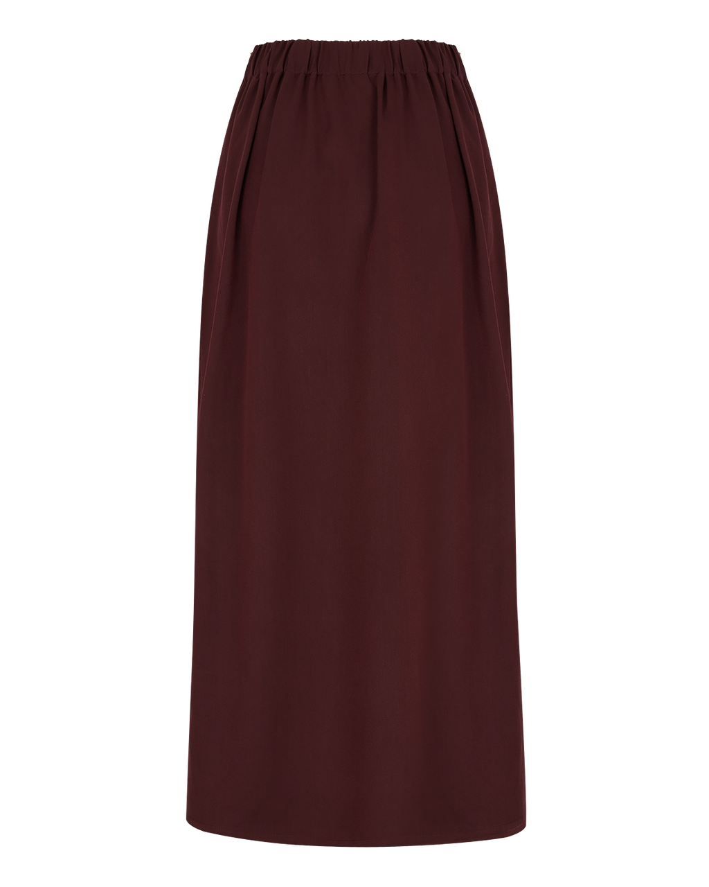 Asymmetric Wrap Maxi Skirt in Burgundy — back
