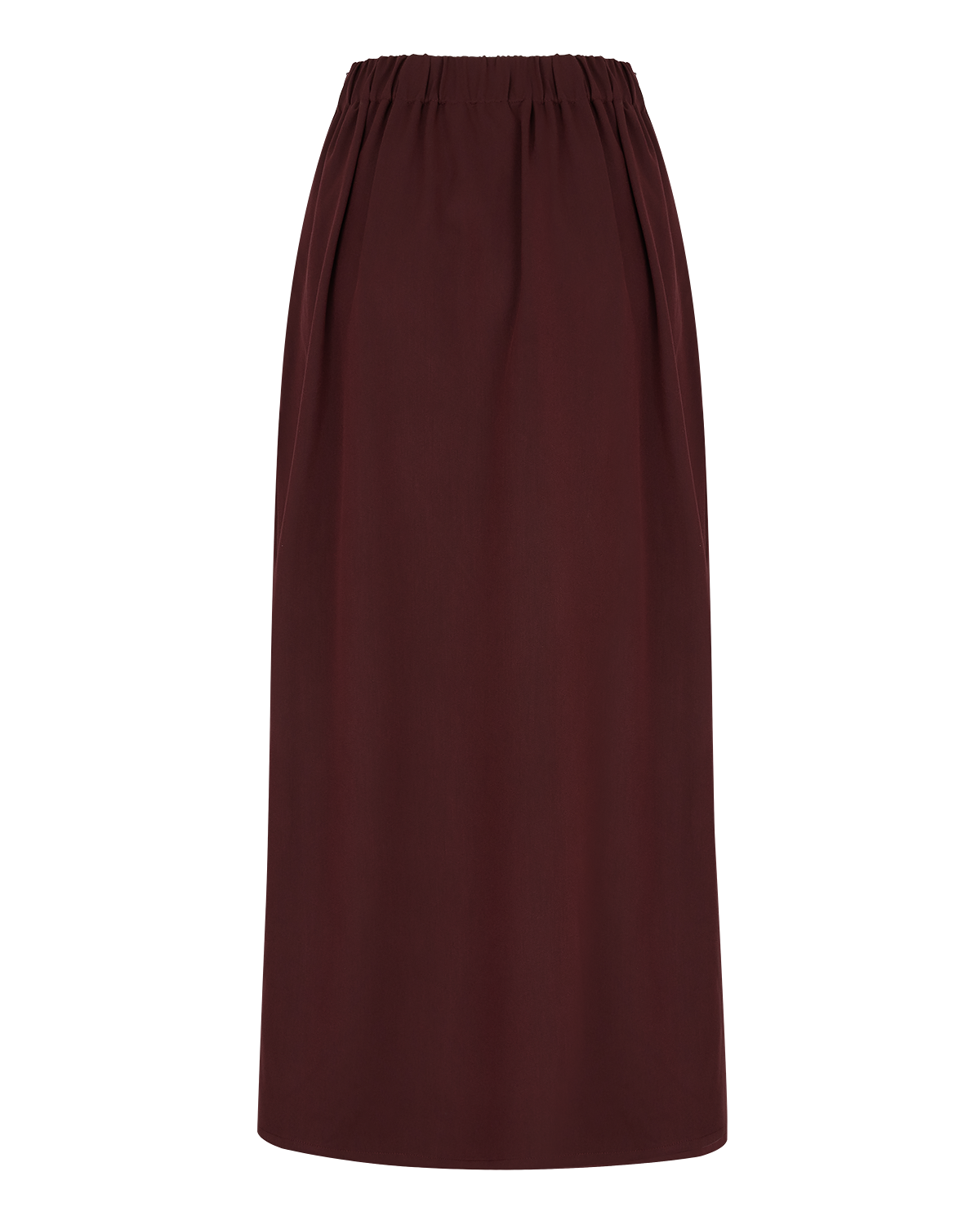 Asymmetric Wrap Maxi Skirt in Burgundy — back
