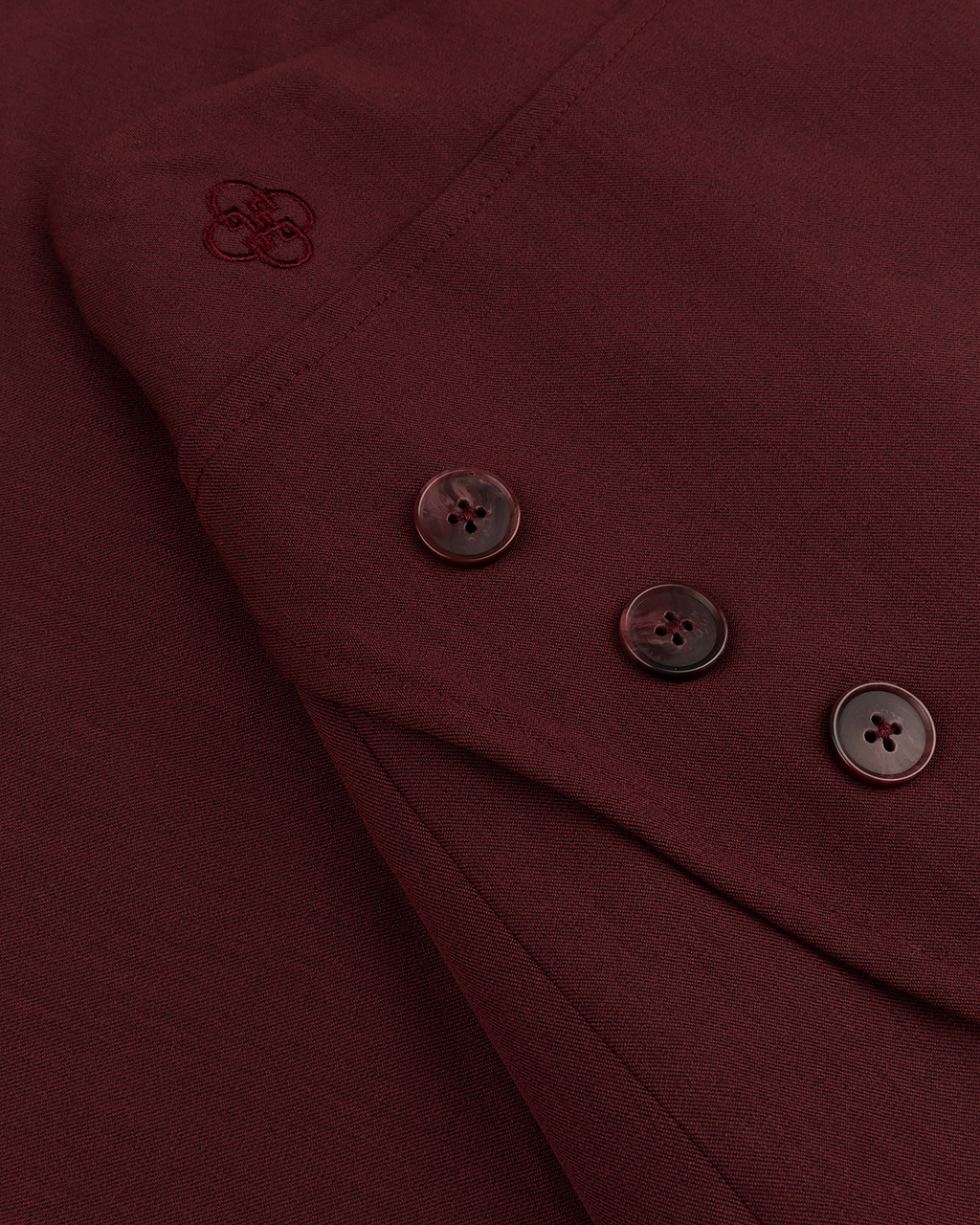 Asymmetric Wrap Maxi Skirt in Burgundy — detail