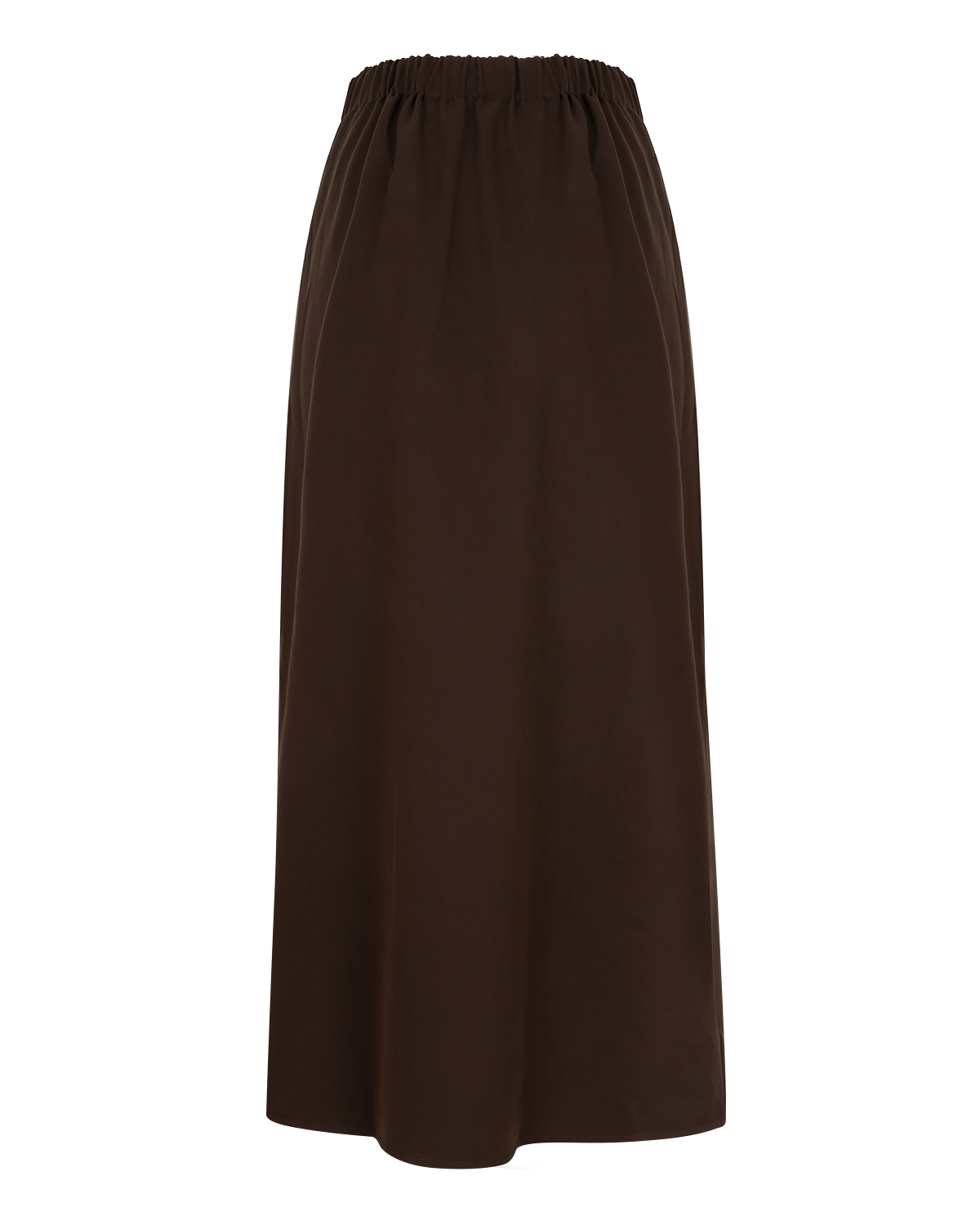 Asymmetric Wrap Maxi Skirt in Chocolate Brown — front