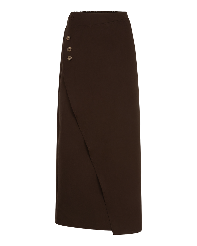 Asymmetric Wrap Maxi Skirt - Chocolate Brown