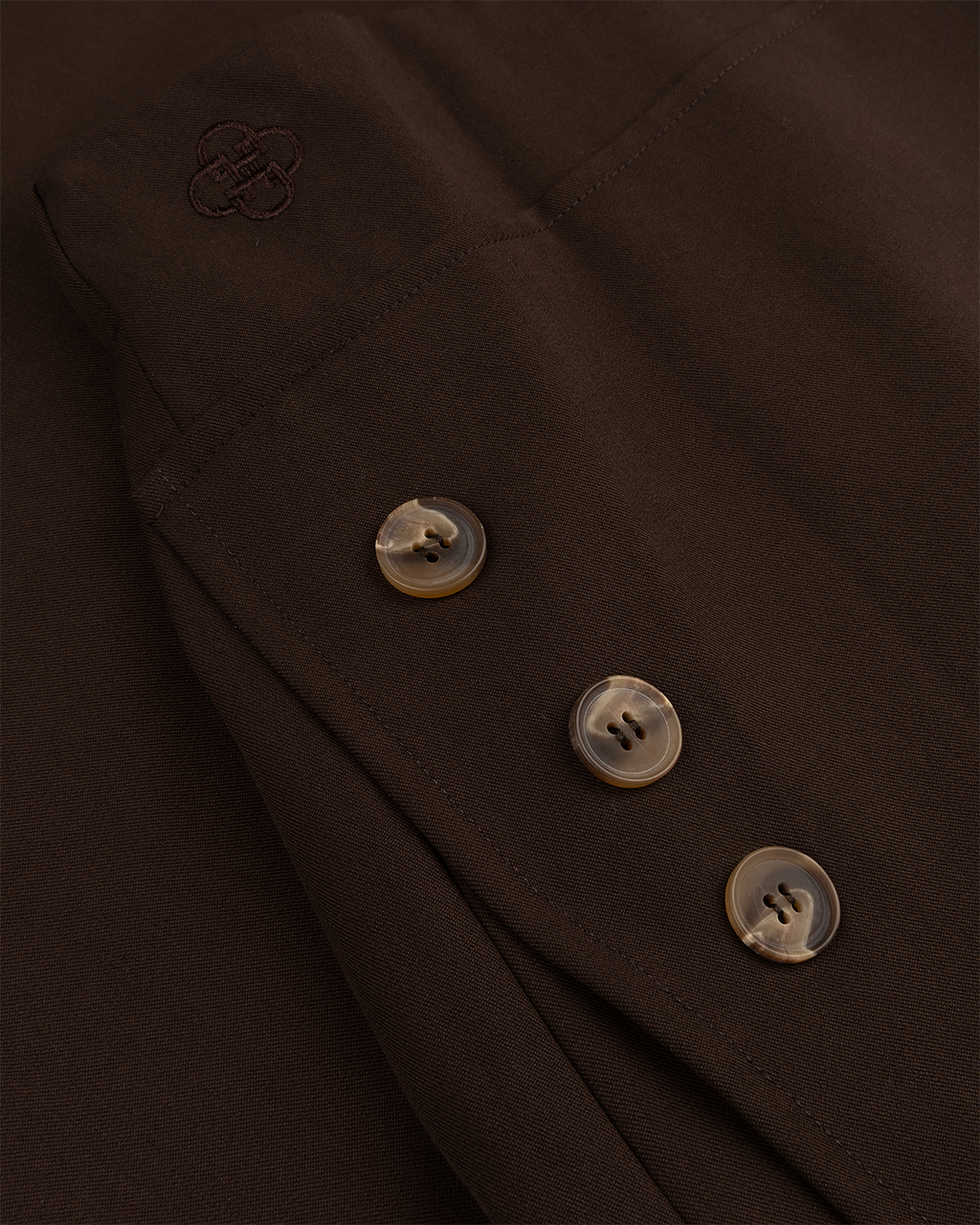 Asymmetric Wrap Maxi Skirt in Chocolate Brown — detail