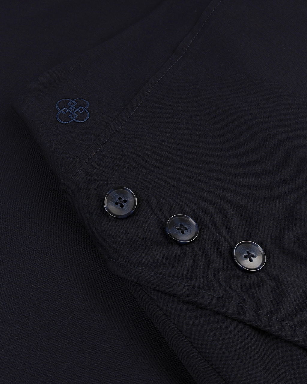 Asymmetric Wrap Maxi Skirt in Navy Blue — detail