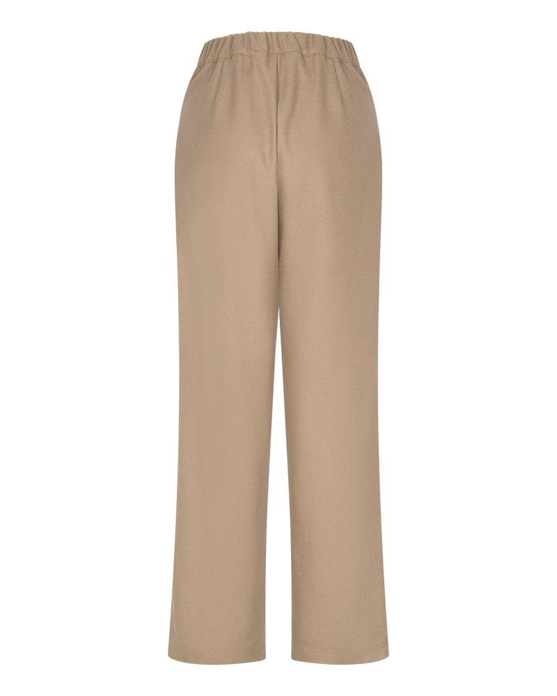 Pleated Wide-Leg Trousers - Beige