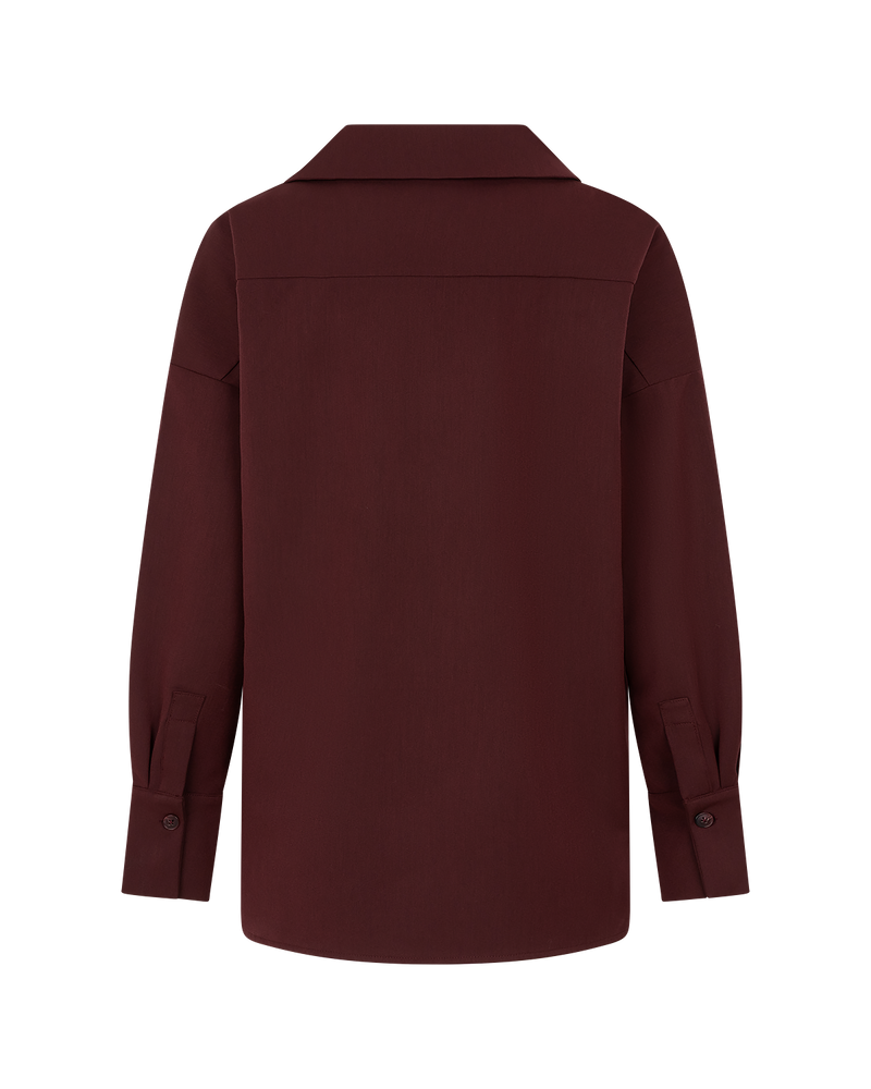 Asymmetric Collar Blouse - Burgundy