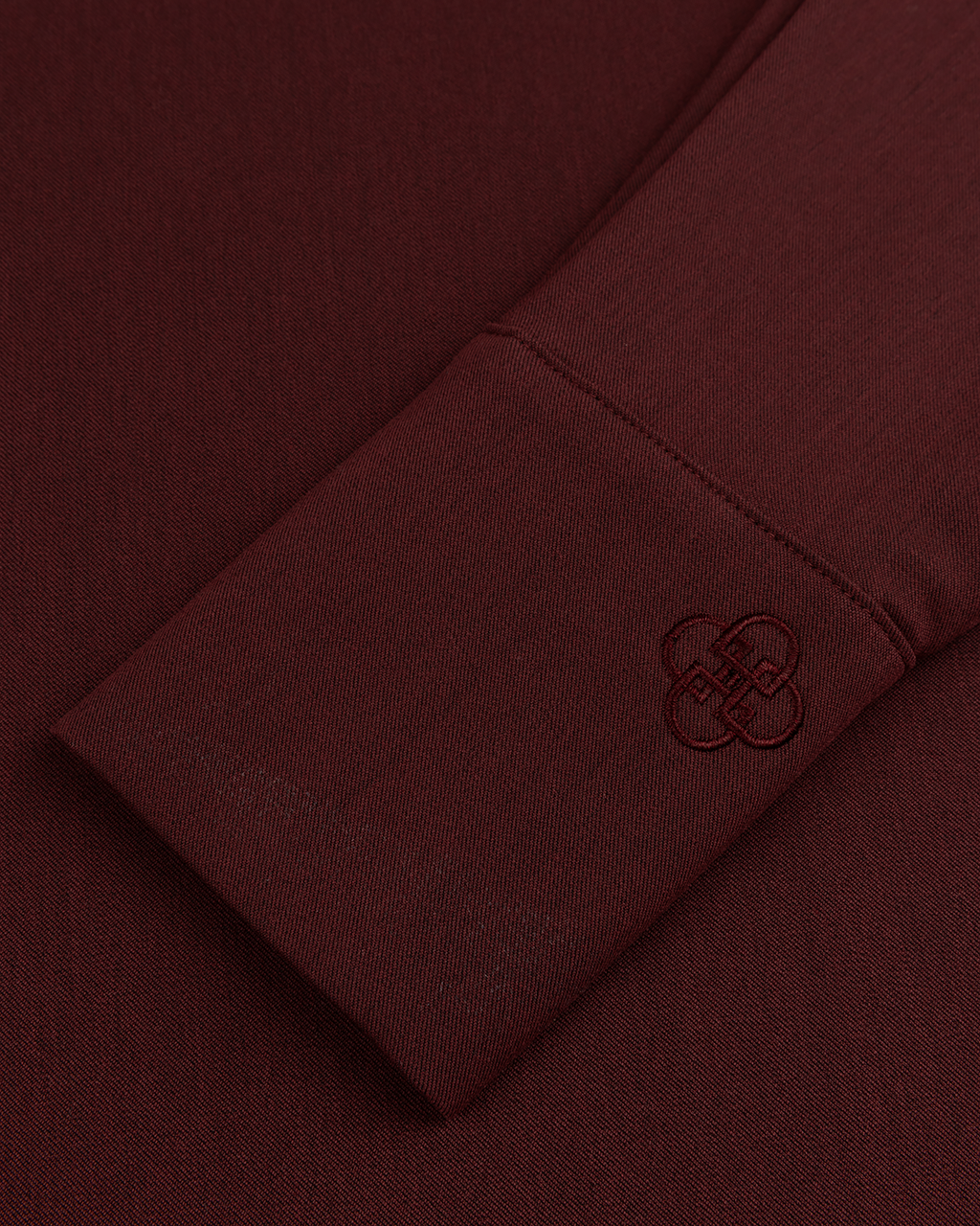 Asymmetric Collar Blouse in Burgundy — detail