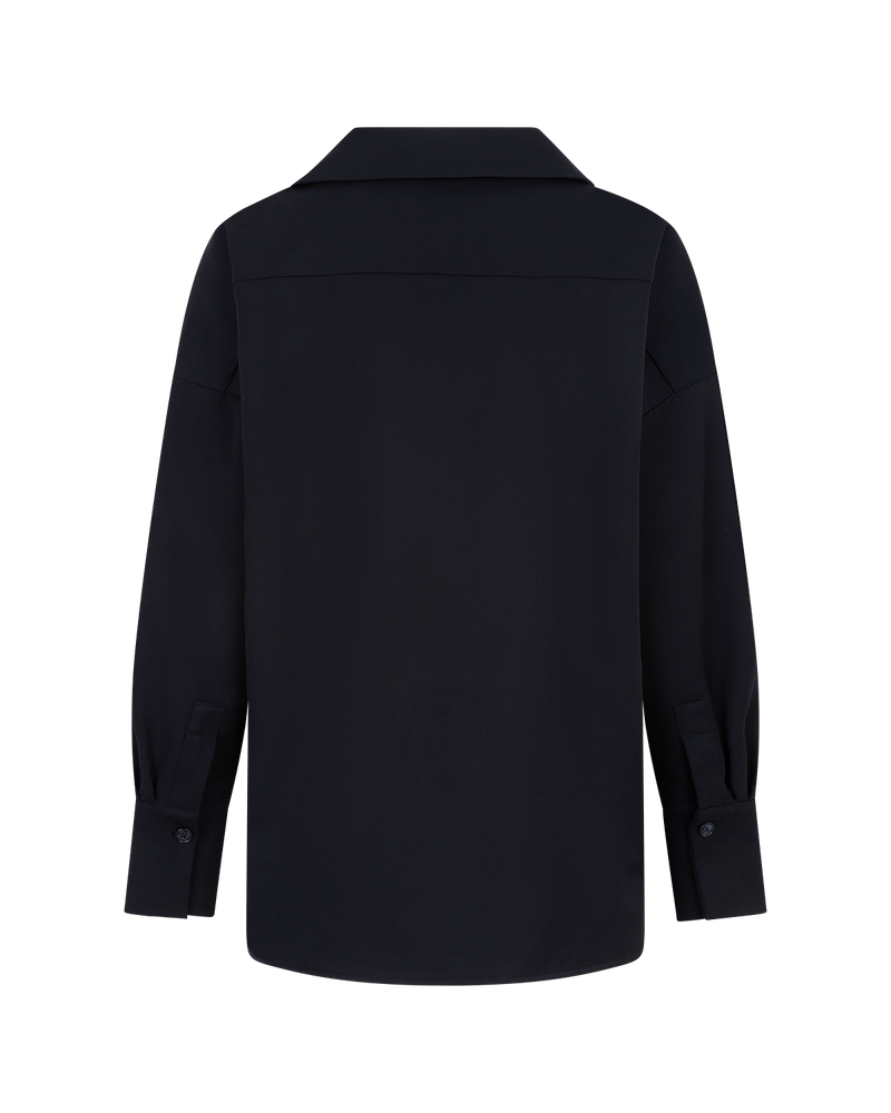 Asymmetric Collar Blouse - Navy Blue