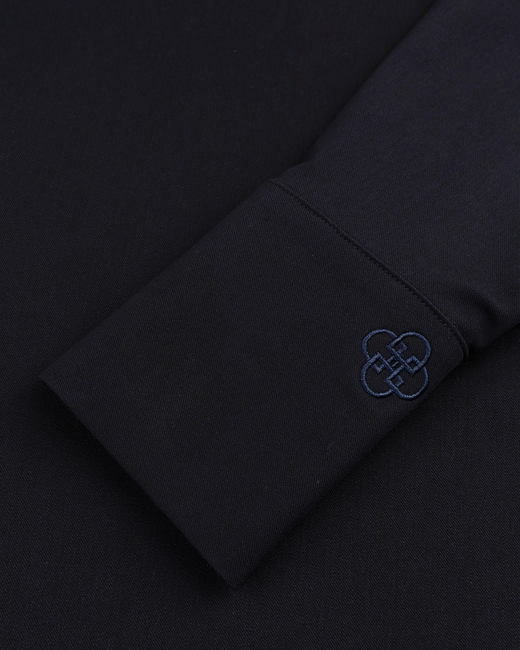 Asymmetric Collar Blouse in Navy Blue — detail