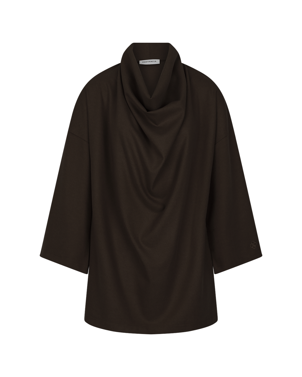 Signature Draped Blouse in Chocolate Brown — front