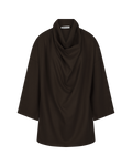 Signature Draped Blouse in Chocolate Brown — front