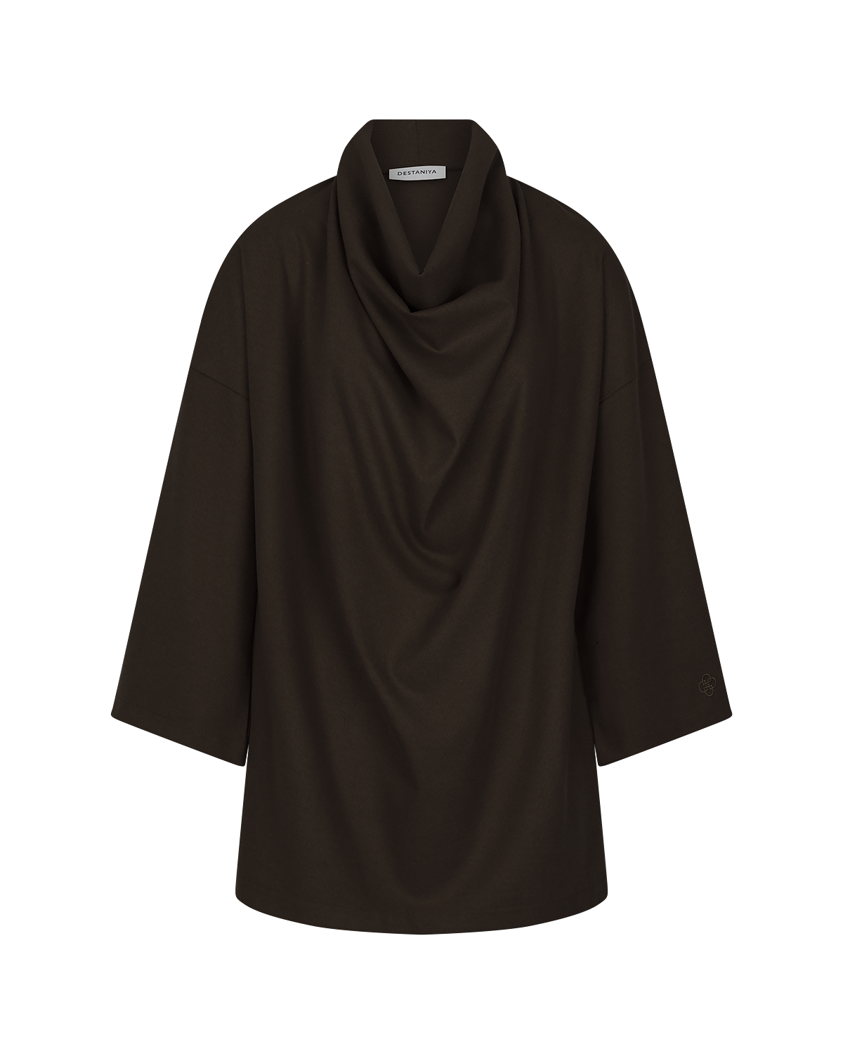 Signature Draped Blouse in Chocolate Brown — front