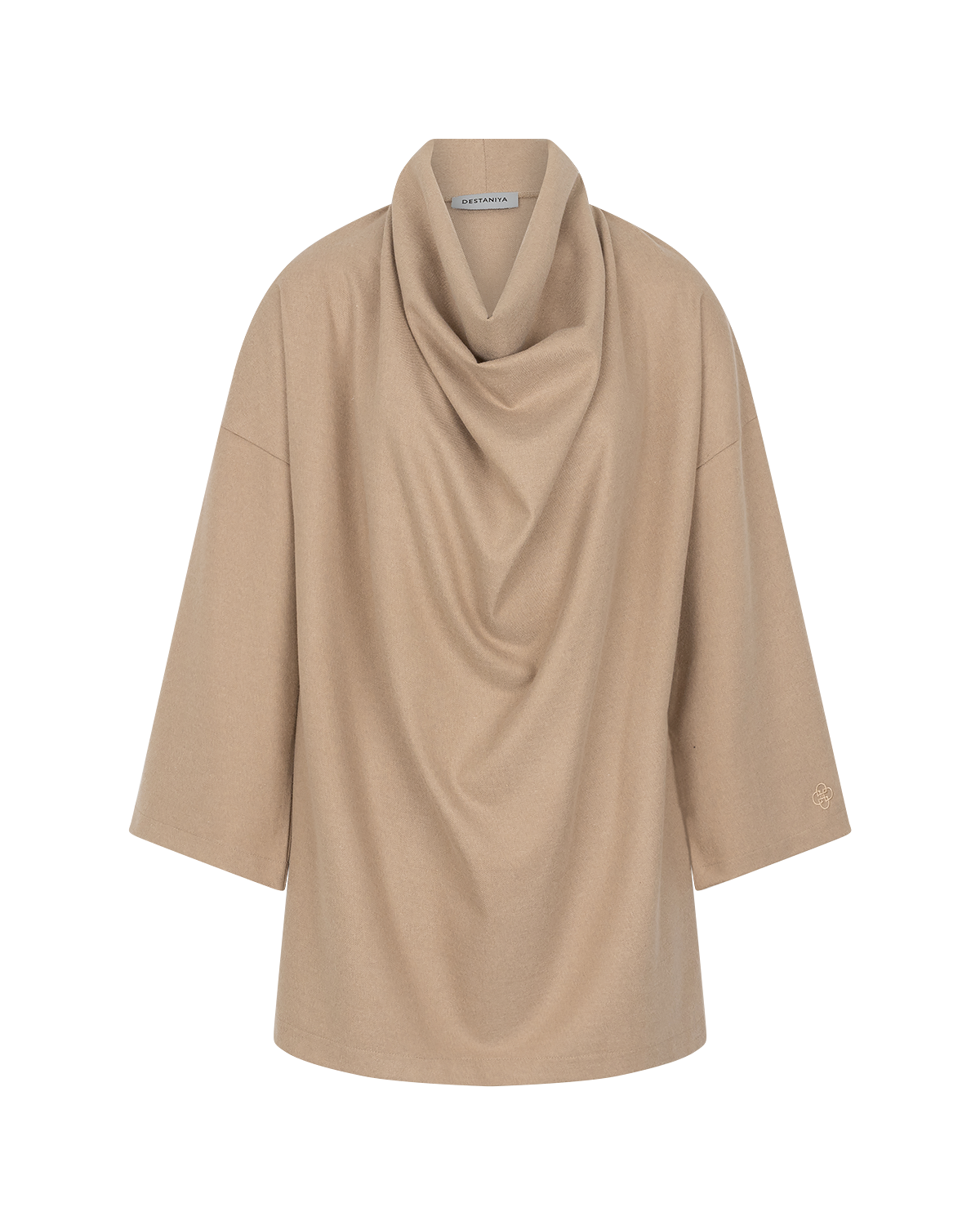 Signature Draped Blouse in Beige — front