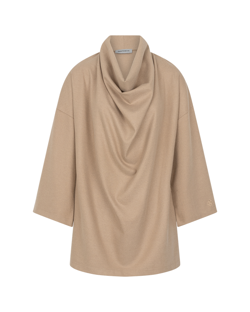 Signature Draped Blouse - Beige
