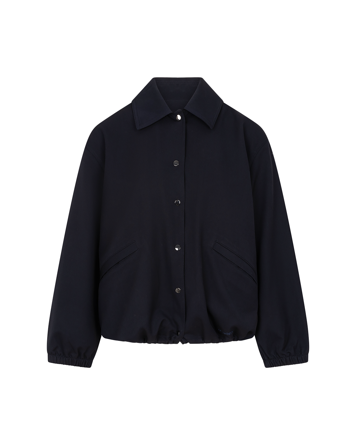 Collared Bomber Jacket in Navy Blue — front