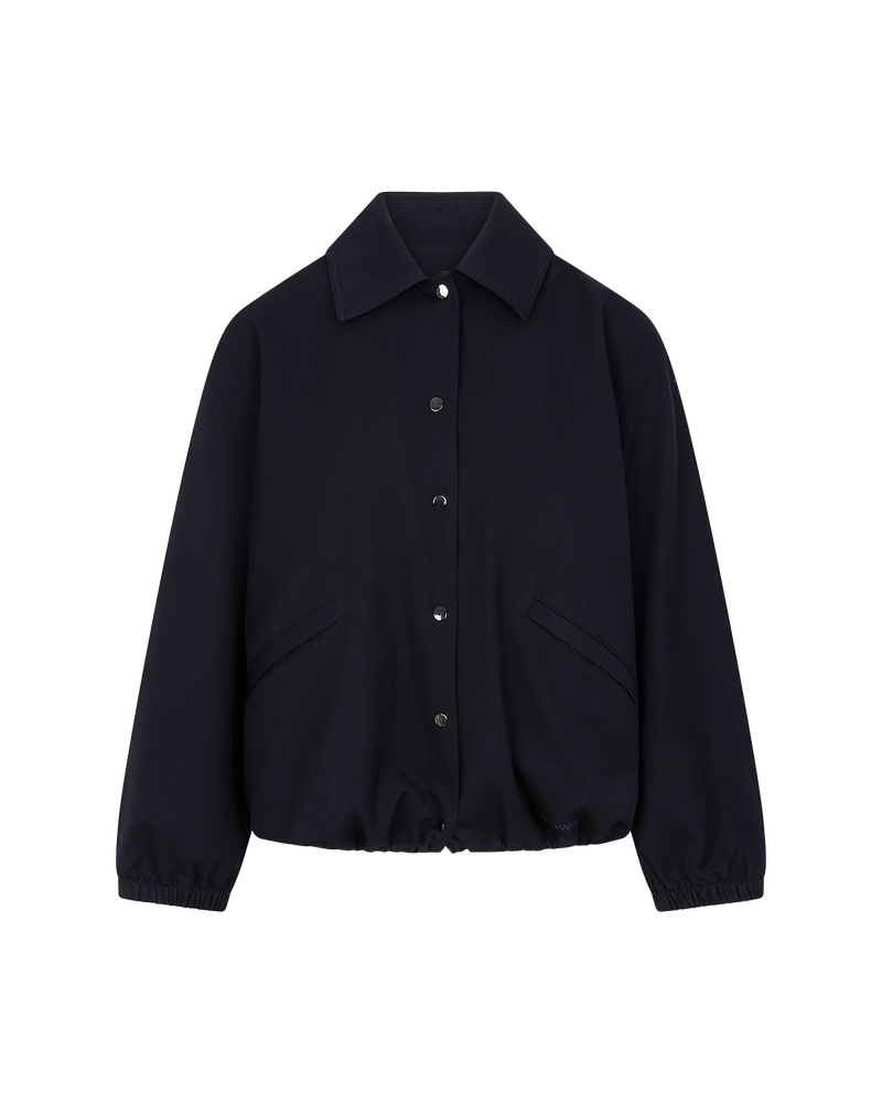 Collared Bomber Jacket - Navy Blue