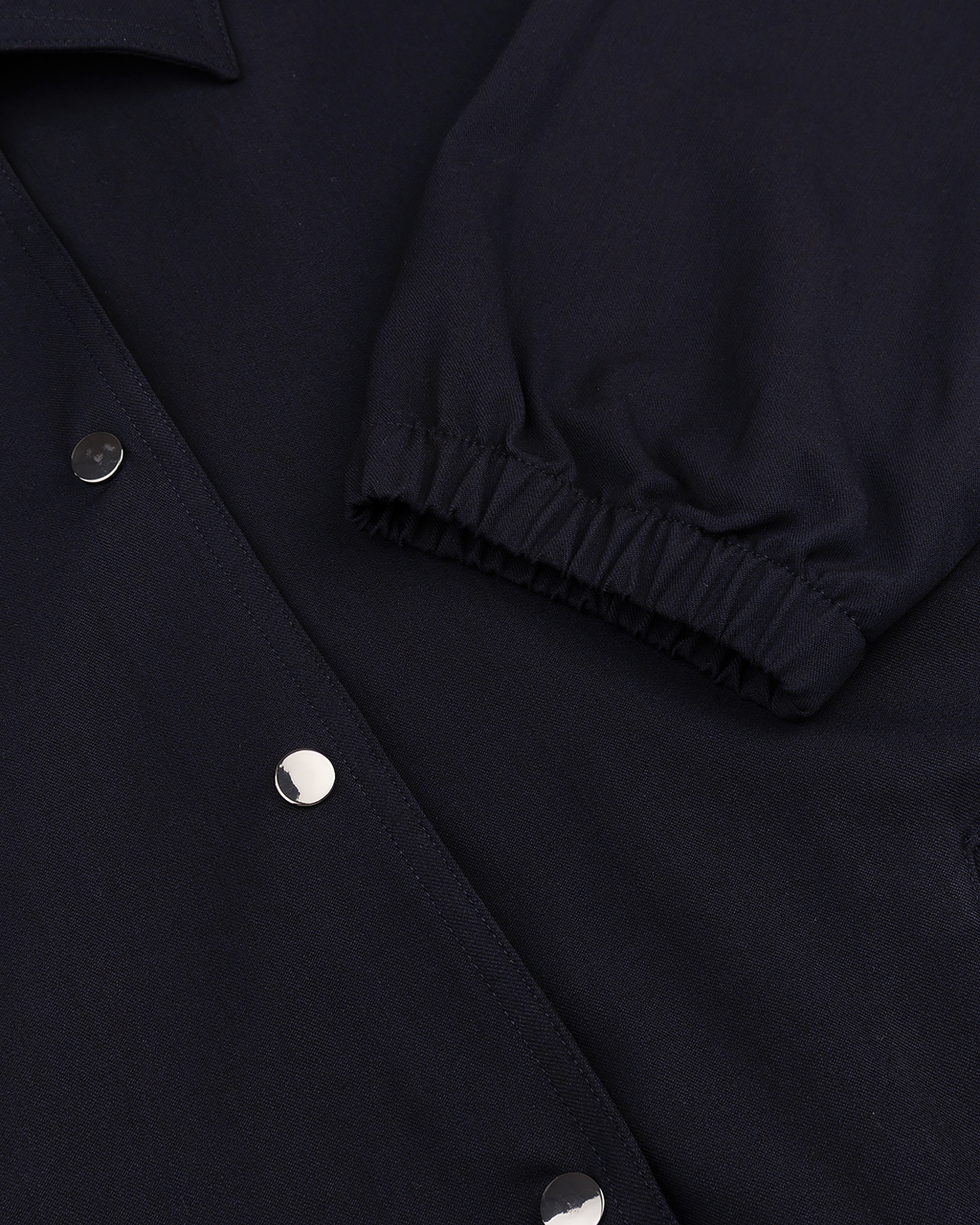 Collared Bomber Jacket in Navy Blue — detail