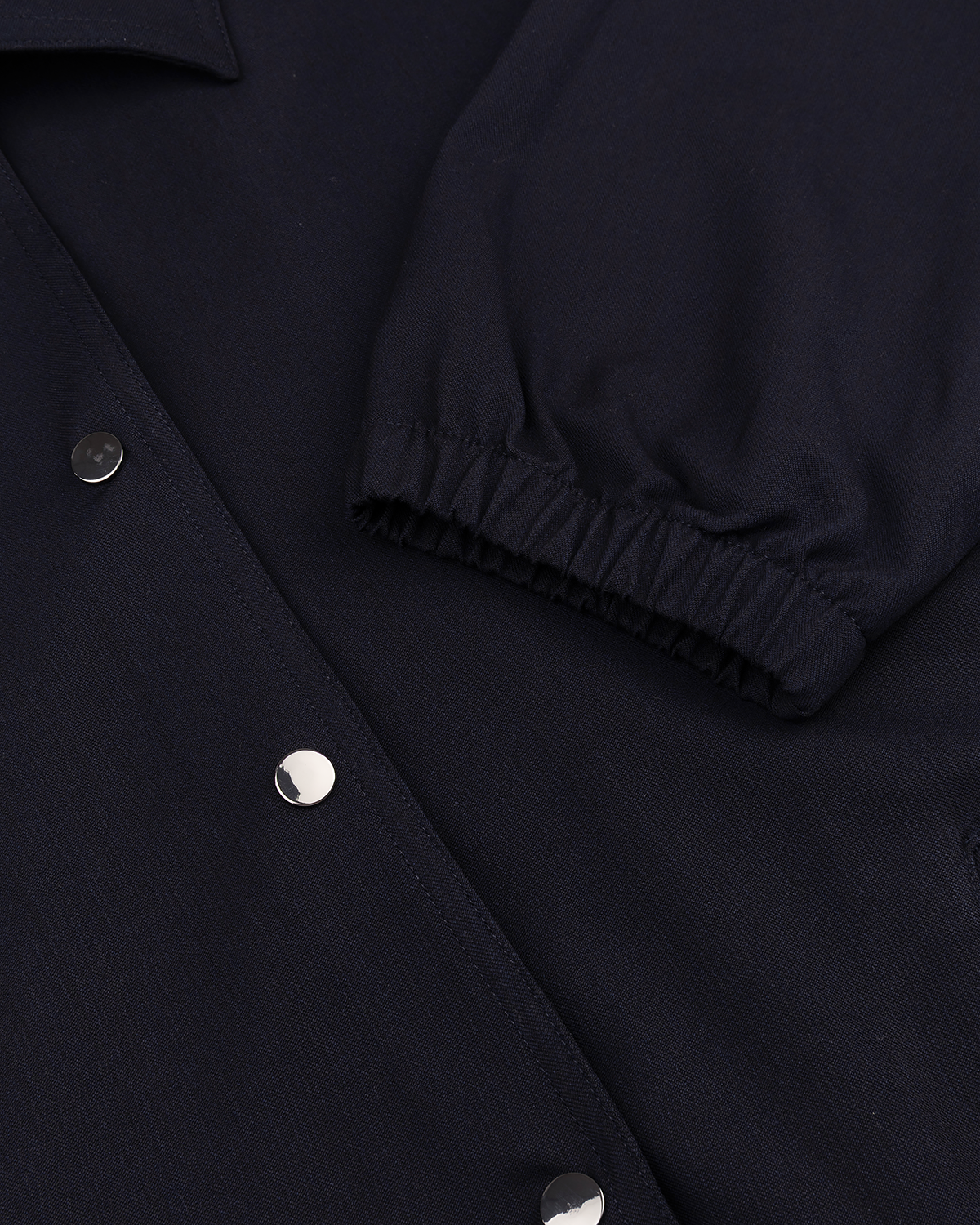 Collared Bomber Jacket in Navy Blue — detail