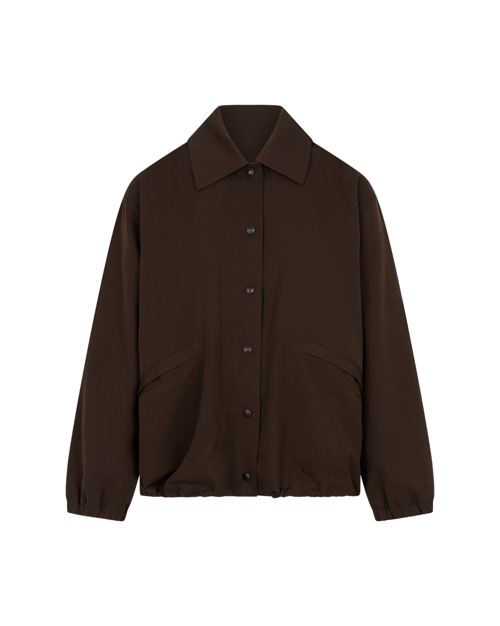 Collared Bomber Jacket in Chocolate Brown — front