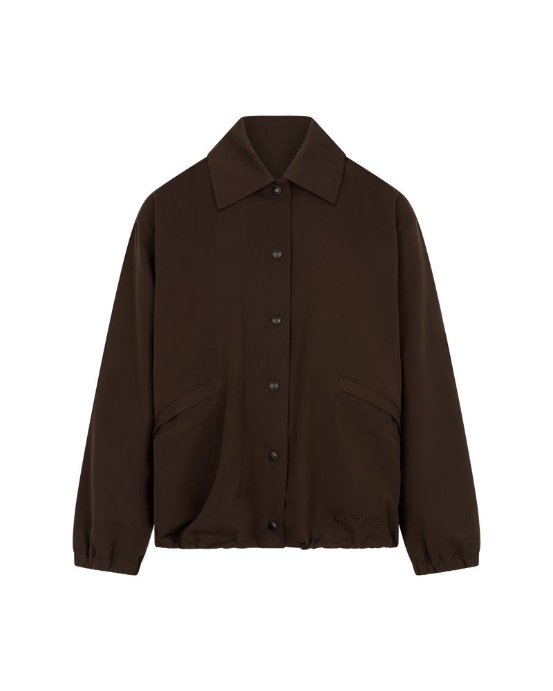 Collared Bomber Jacket - Chocolate Brown