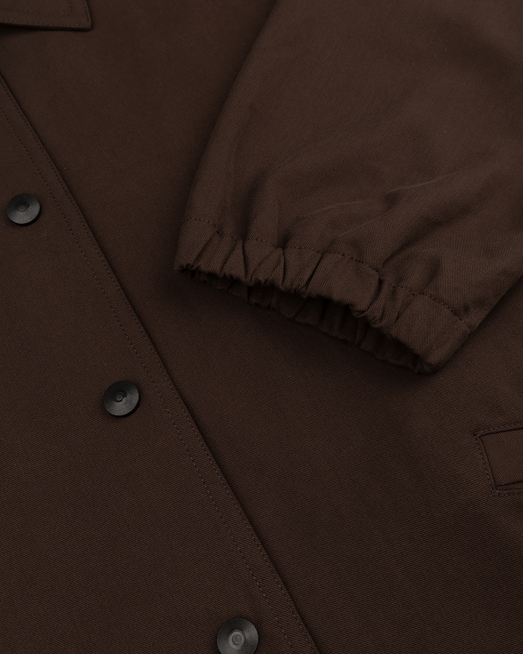Collared Bomber Jacket in Chocolate Brown — detail