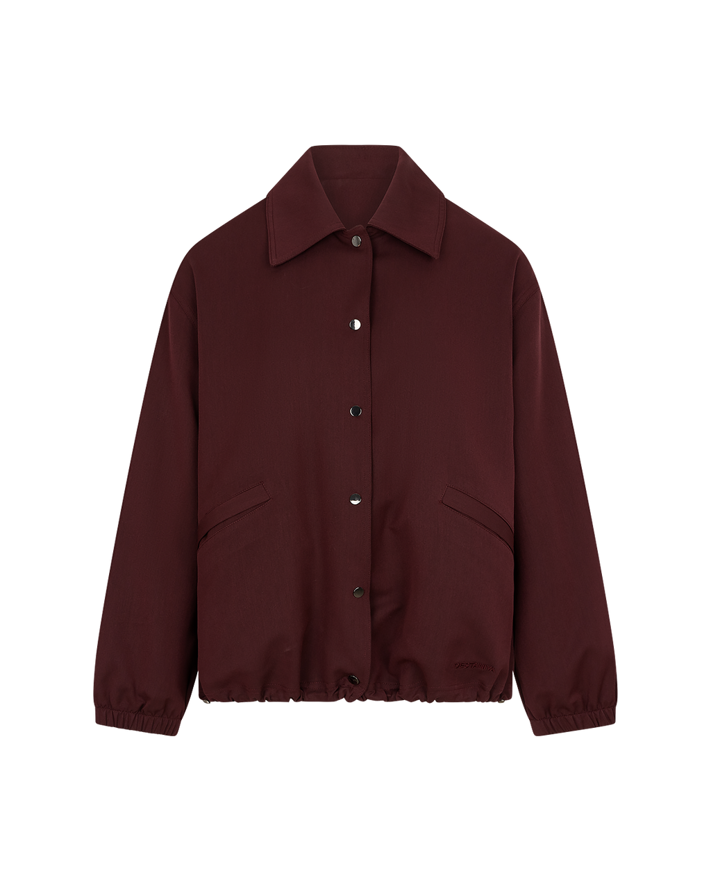 Collared Bomber Jacket in Burgundy — front