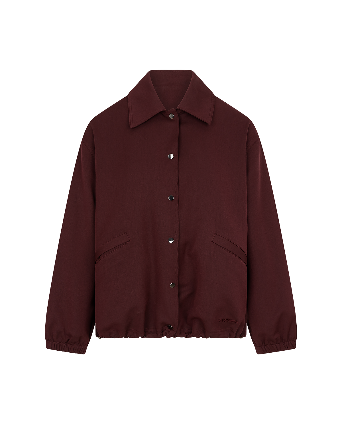 Collared Bomber Jacket in Burgundy — front