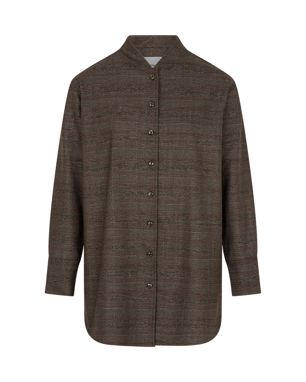 Checked Longline Blouse in Grey — front