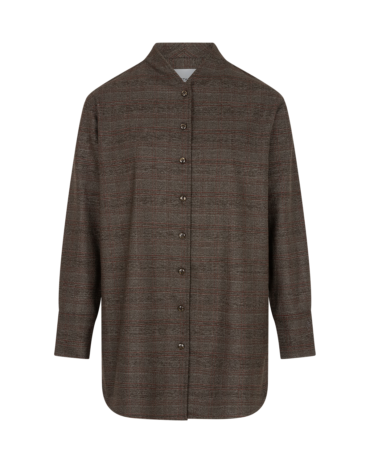 Checked Longline Blouse in Grey — front