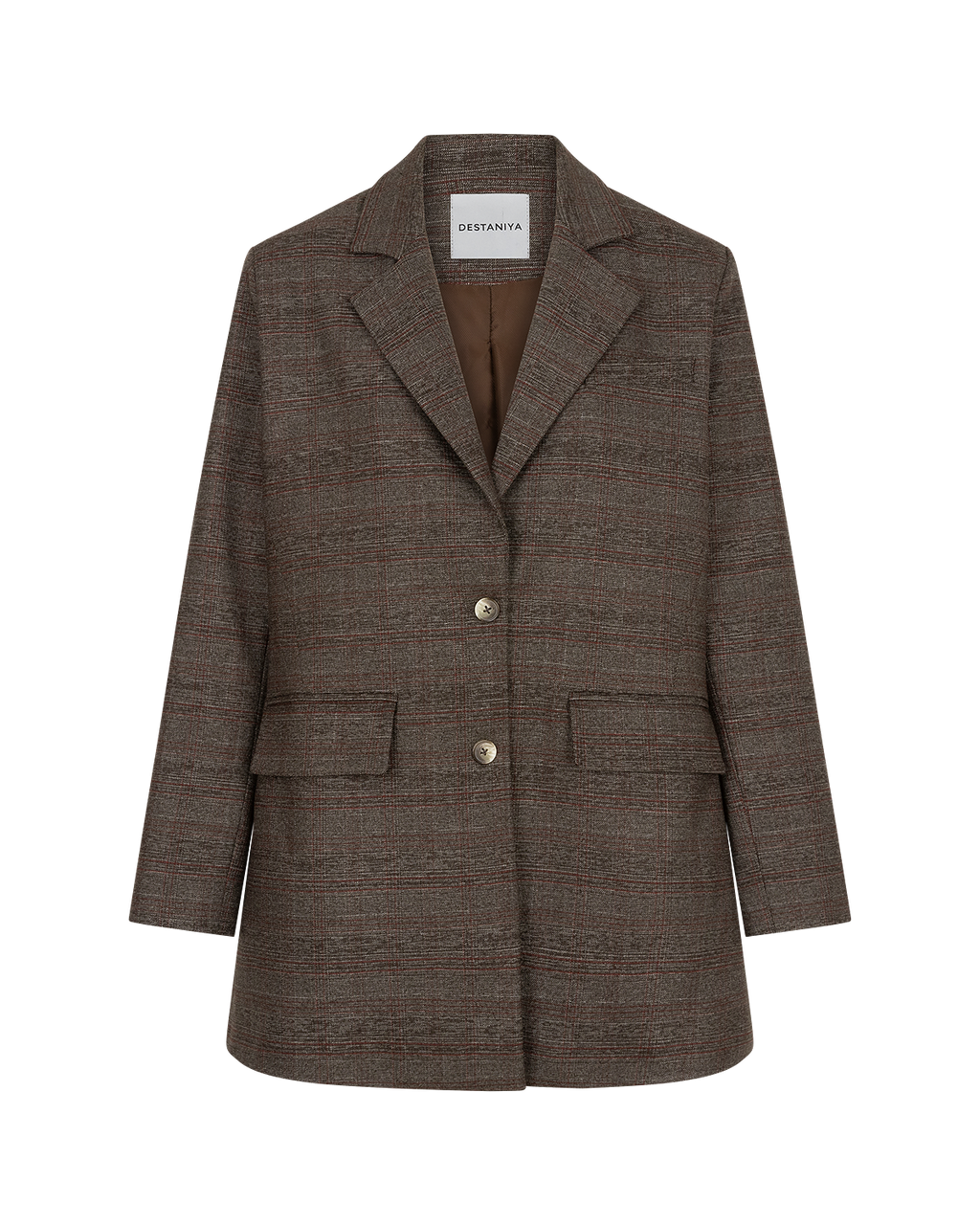 Tailored Checked Blazer in Grey — front